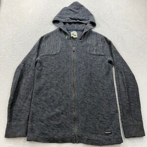 Ourcaste Womens Medium Blue Grey Marl Full Zip Hooded Sweater Knit Hoodie Jacket